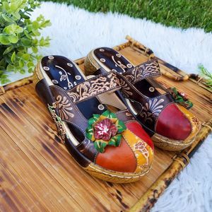 New Multi-colored Tooled, Flower Detail Clogs